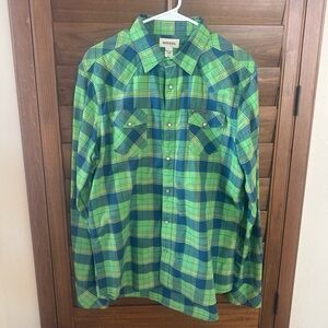 Diesel Green and Blue Plaid Button-Down Shirt